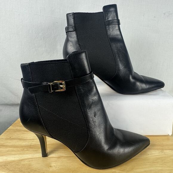 Michael Kors The Jet Set 6 Women's 6M Black Heeled Pull On Ankle Boots - Picture 1 of 13